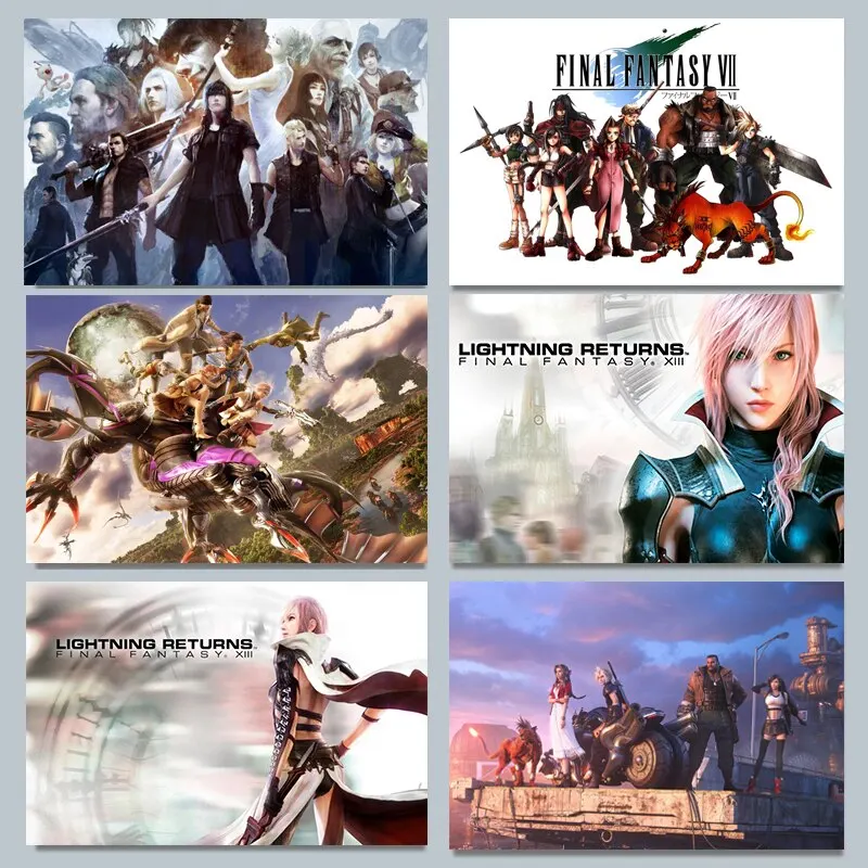 Gaming Accessories Decor - โปสเตอร์ผ้าใบลาย Final Fantasy VII สไตล์ Vaporwave