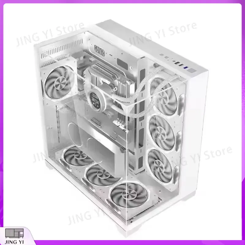 Case Mesh Panel - เคสคอมพิวเตอร์แบบ Full Tower ATX สีขาวสำหรับเกมมิ่งพีซี พร้อมแผงหน้าโลหะตาข่าย