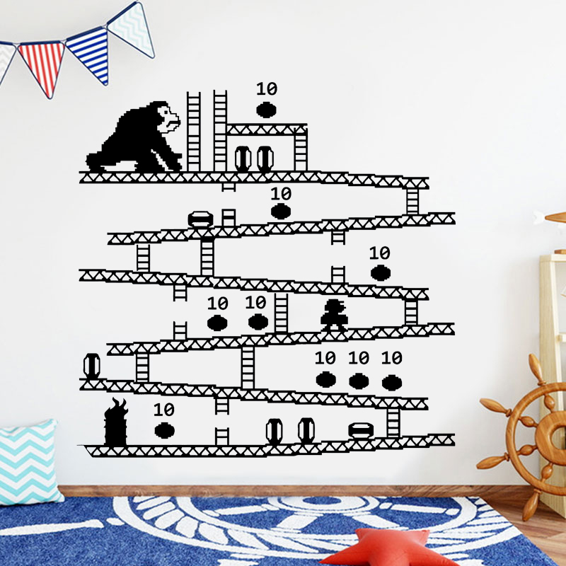 Gaming Accessories Wall - Gamer Controller วิดีโอเกมสติ๊กเกอร์ติดผนังไวนิล Art Decals ตกแต่งบ้านสำหรับห้องเด็กห้องนอนห้องนอนเด็กเนอสเซอรี่การ์ตูนภาพจิตรกรรมฝาผนัง