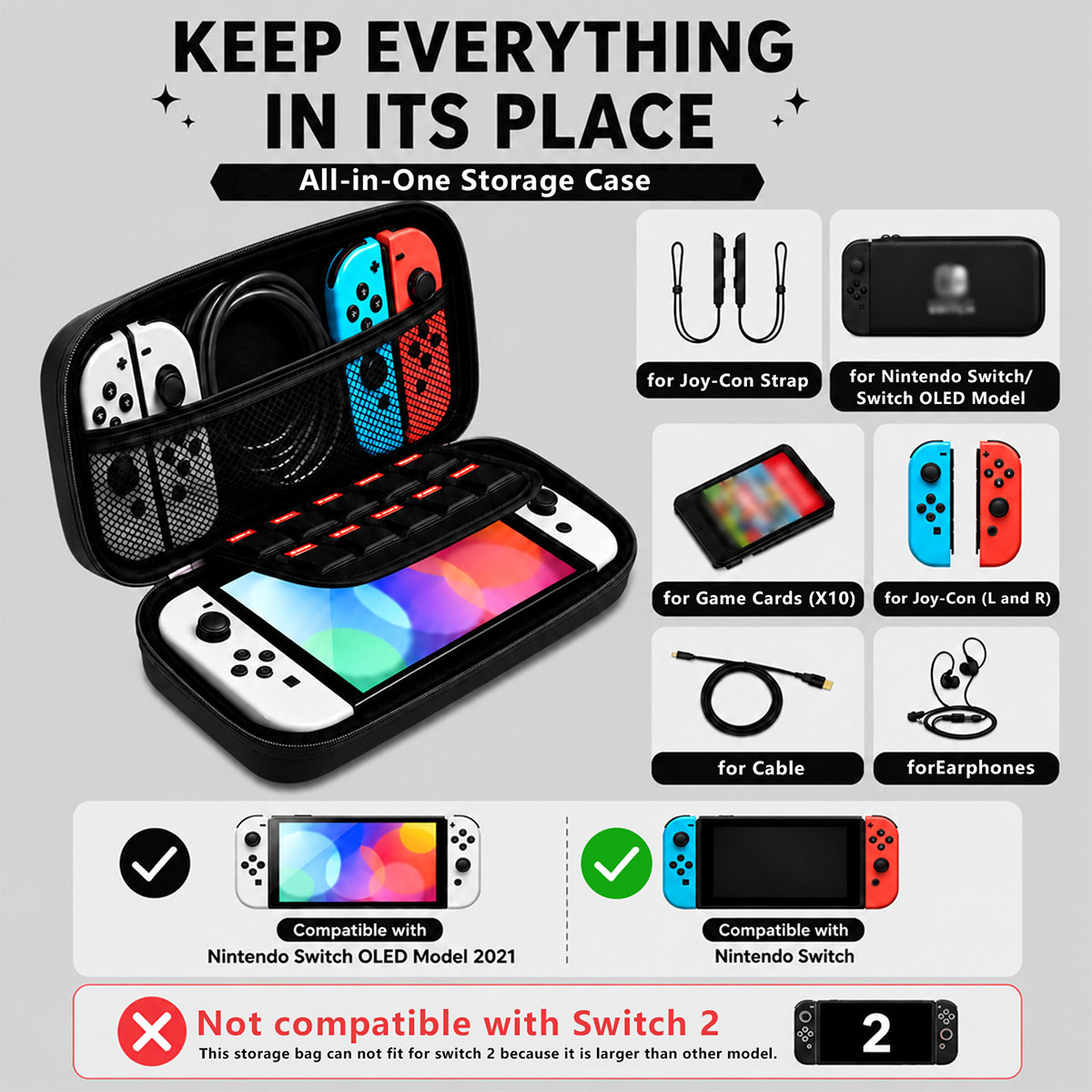 กระเป๋าพกพาพร้อมช่องตาข่ายสำหร - Gaming Accessories Bag บทวิจารณ์และราคา